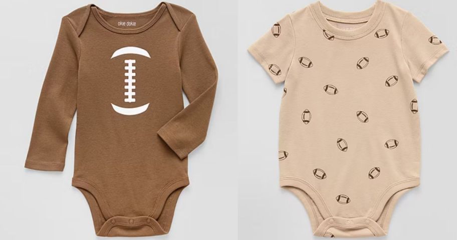 two football bodysuits