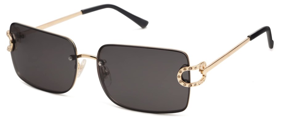 square gold metal frame sunglasses with black lenses