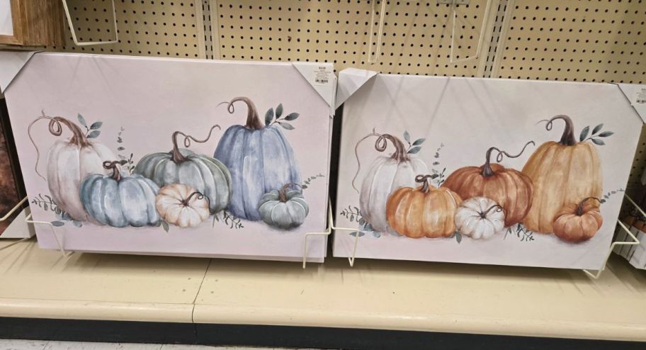 two different color pumpkin canvas