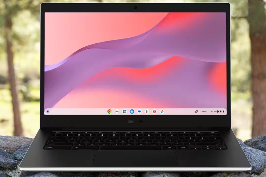 opened black chromebook laptop