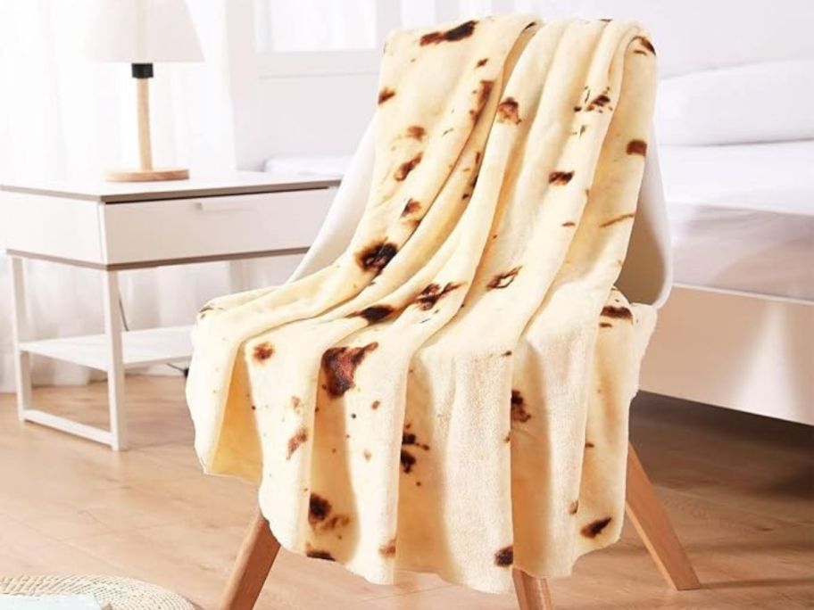 tortilla blanket draped on chair