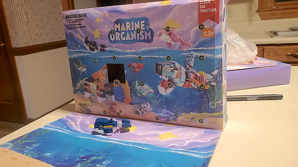 LEGO compatible Advent Calendar on table