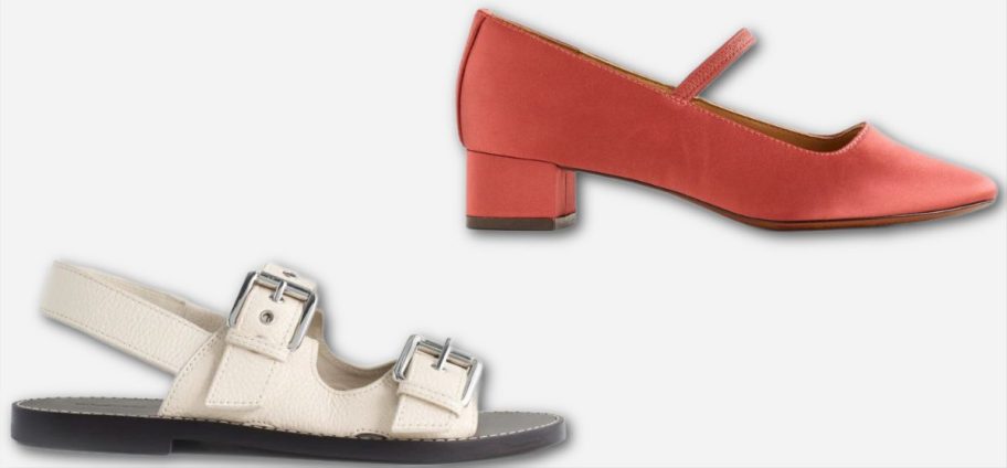 Stock images of two womens madewell shoes