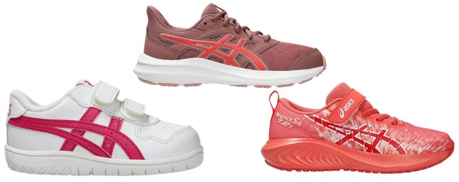 three asics kids shoes