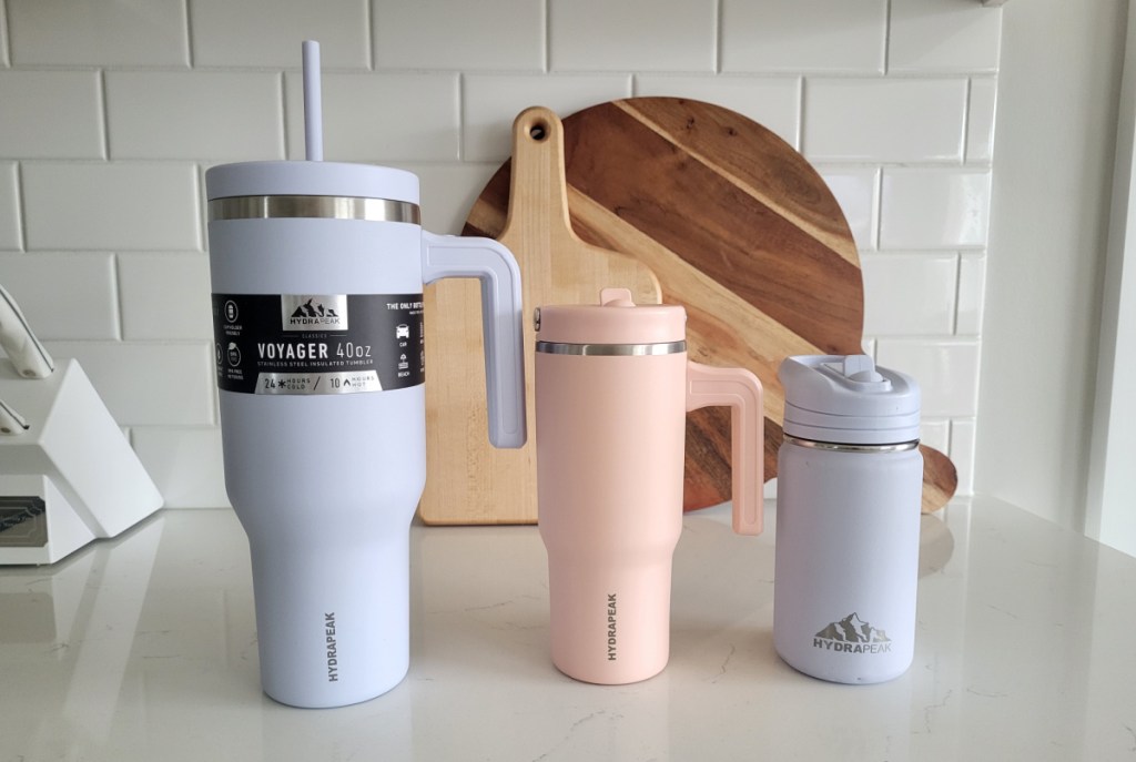 Hydrapeak Voyager Tumblers on a kitchen counter