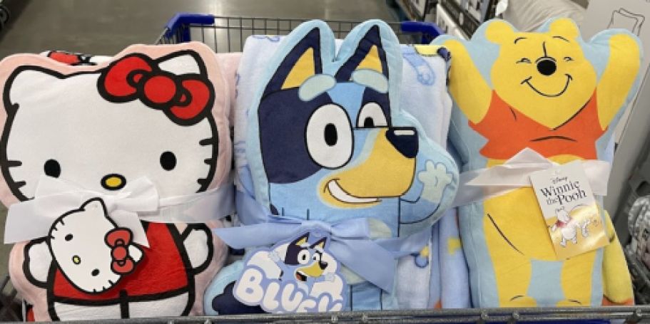 Character Pillow & Blanket Sets Just $9.88 on SamsClub.com | Bluey, Hello Kitty, & Disney