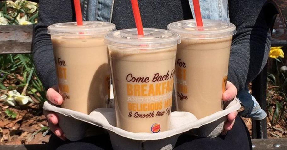 A Tray of Burger King Iced Coffees