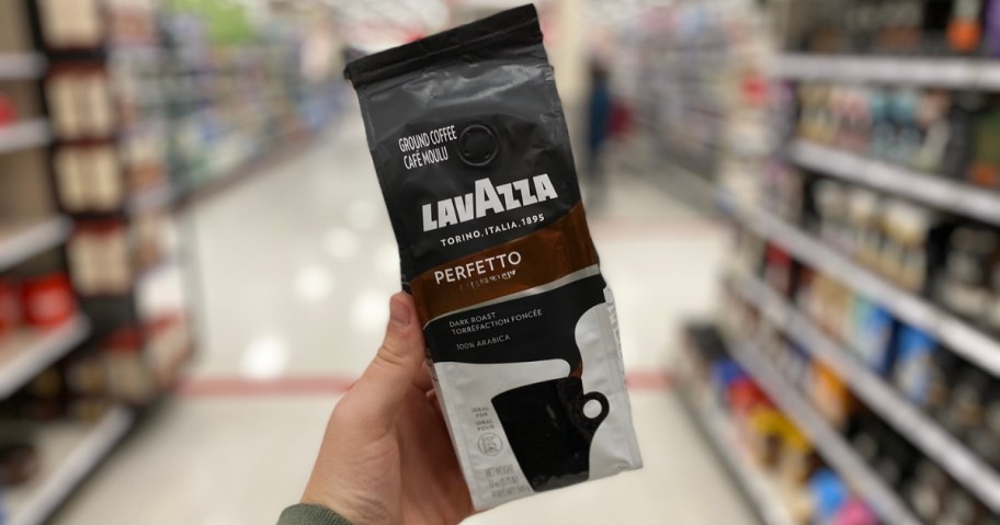 bag of lavazza perfetto ground coffee in store