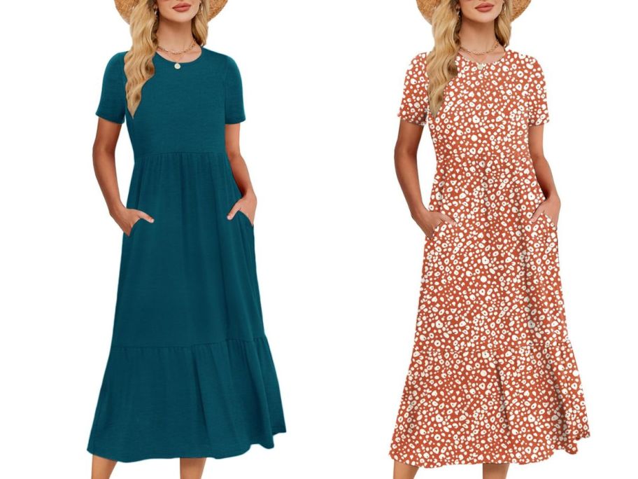 Amazon maxi dress in blue and pattern 
