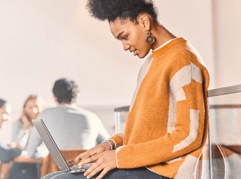 girl on a microsoft computer