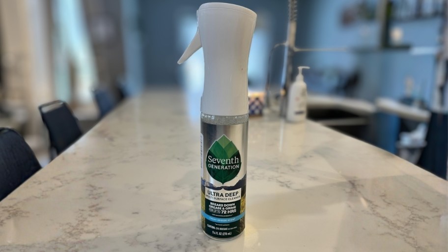 a bottle of Ultra Deep Probiotic Multi Surface Cleaner on a kitchen counter