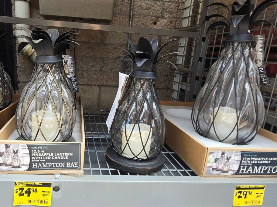 Hampton Bay Aged Bronze LED Candle Pineapple Lantern&nbsp;