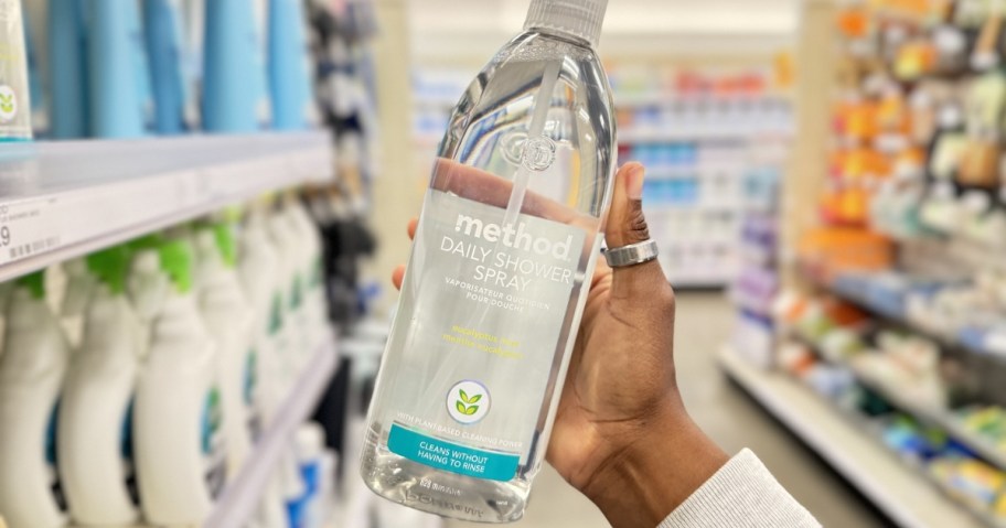 bottle of Method Daily Shower Cleaner Refill Eucalyptus Mint in store