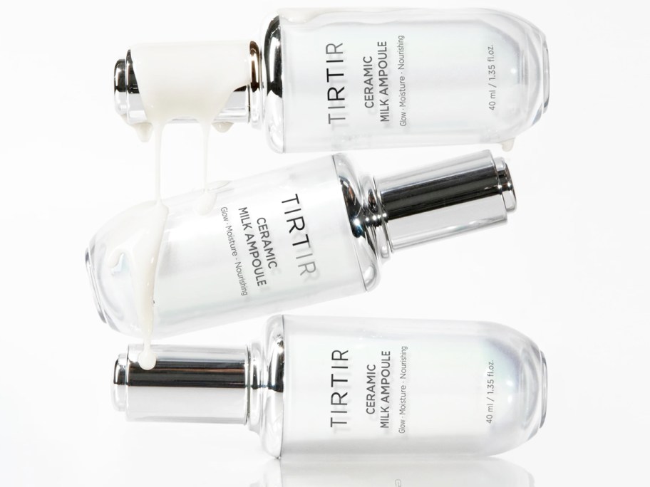 three stacked bottles of TIRTIR Ceramic Milk Ampoule