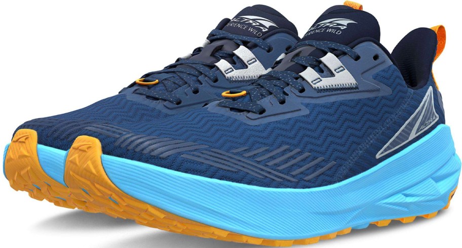 pair of blue and orange shoes 