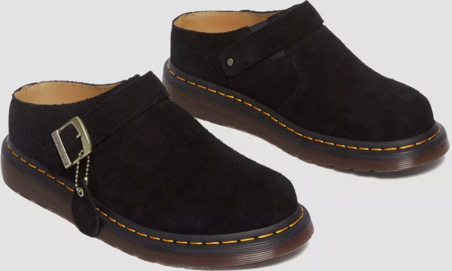 pair of black dr martens mules