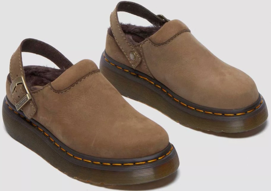 brown dr martens mules