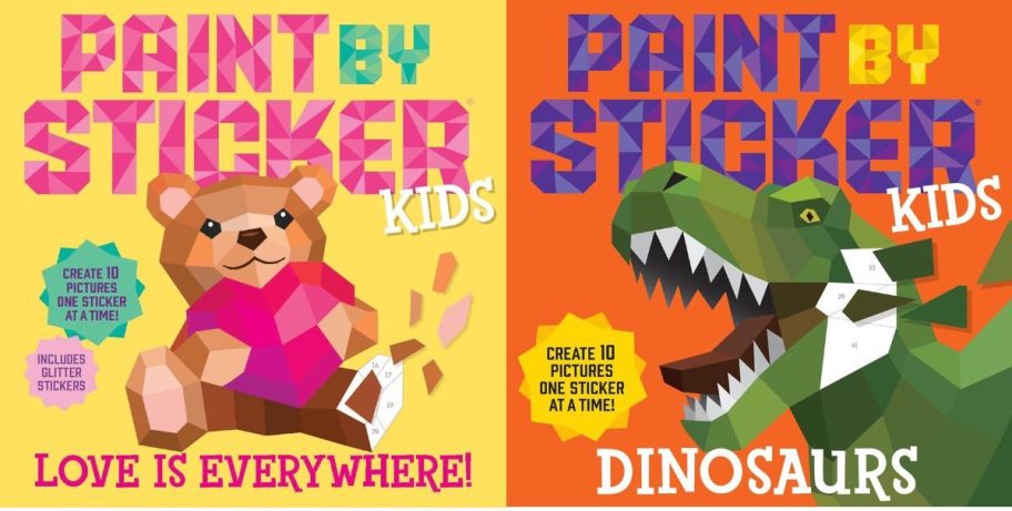 paint by sticker love is everywhere and dinosaurs books