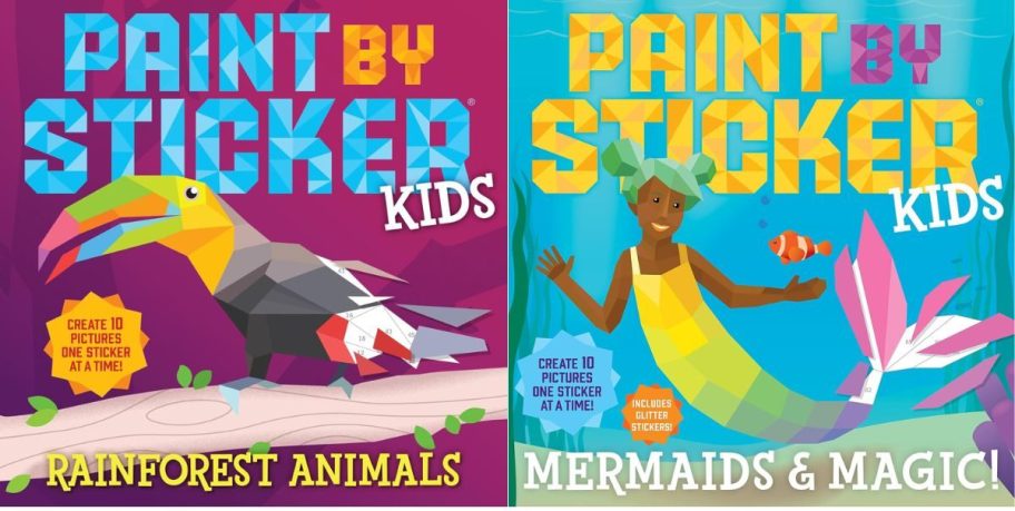 paint by sticker rainforest animals and mermaids and magic books