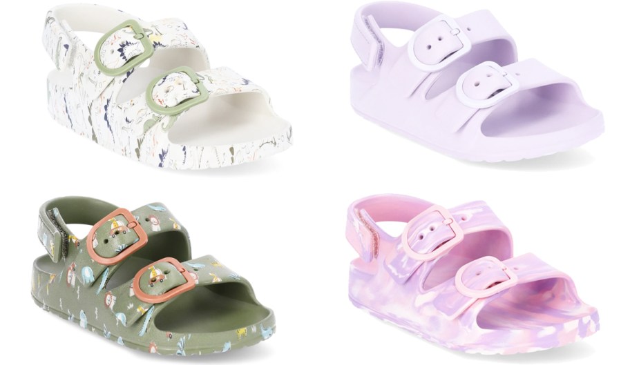 colorful sets of double buckle sandals