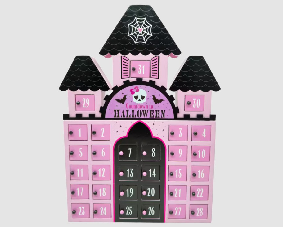pink halloween castle countdown calendar