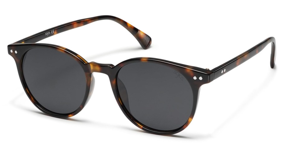 round tortoise shell sunglasses with black lesnes