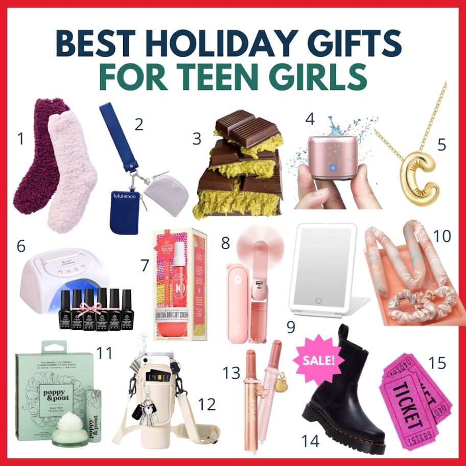 best holiday gifts for teen girls collage graphic 