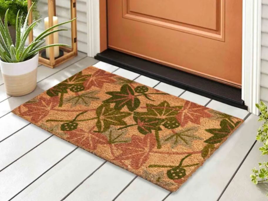 All Over Japanese Maple Leaves Coir Mat 18 x 30 at doorstep