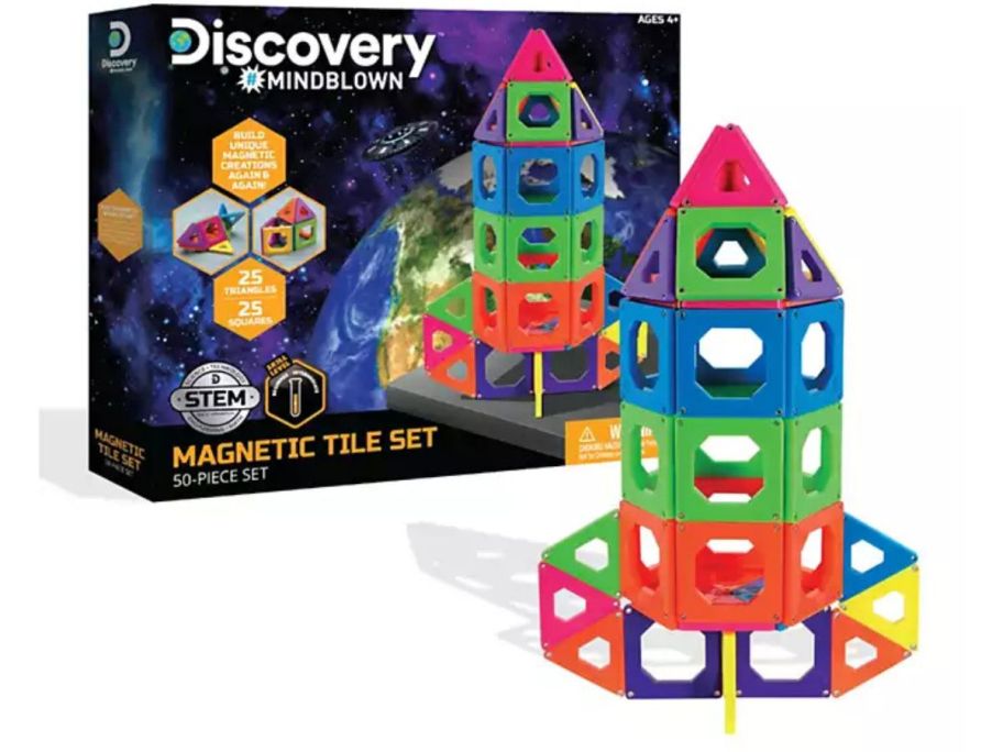Discovery #MINDBLOWN Magnetic Tile Building Blocks 50-Piece Set