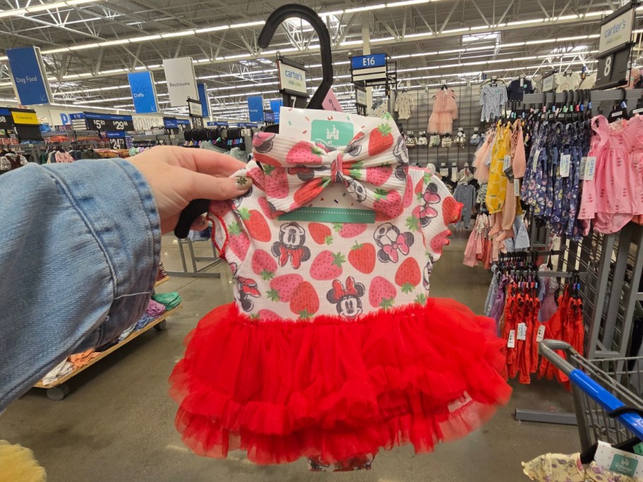 Hand holding Minnie Mouse Baby Girls Tutu Set