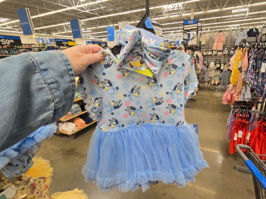 Hand holding bluey tutu set