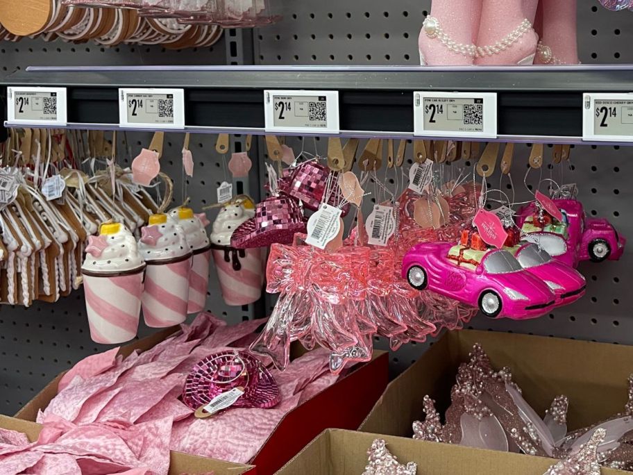  Pink Ornaments displayed in a store