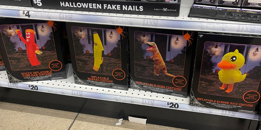 banana, dinosaur and duck inflatable costumes 