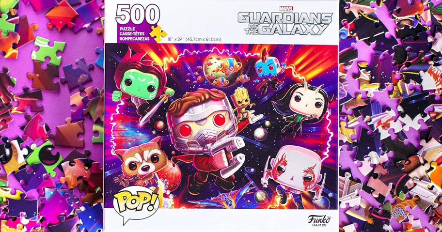 marvel guardians of the galaxy box on puzzle pieces 