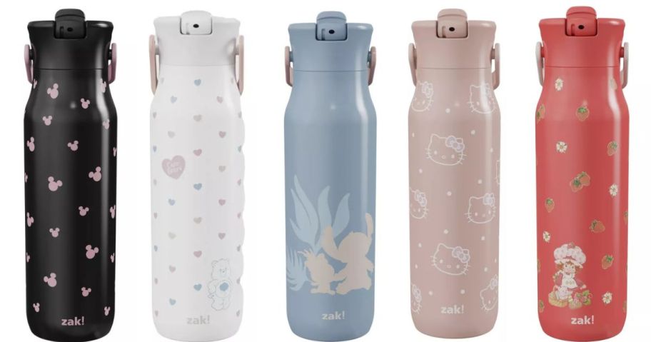five Zak Designs 32oz Stainless Steel Vacuum Insulated Water Bottles