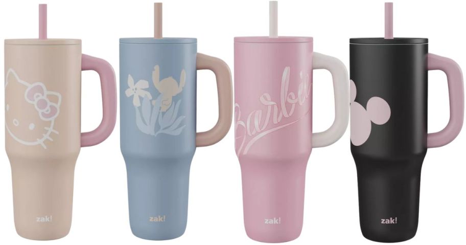 four Zak Designs 40oz Stainless Steel Vacuum Insulated Tumblers