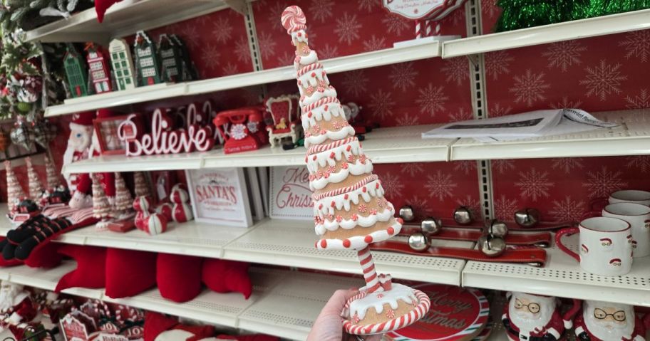 a small ceramic white and red Christmas