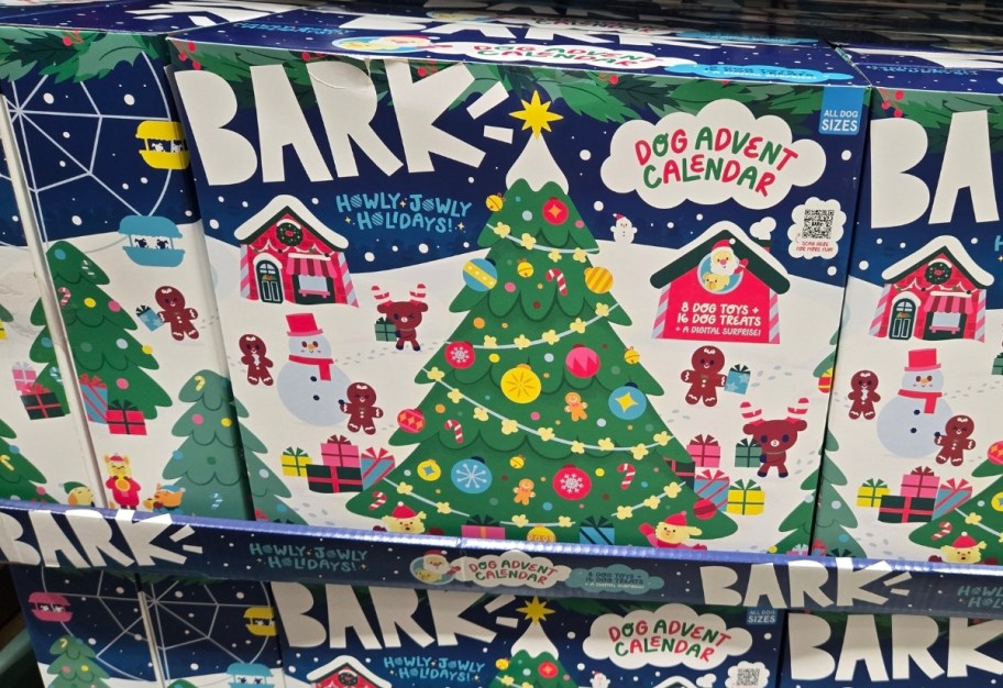 bark advent calendars on display on a store shelf endar off a store shelf