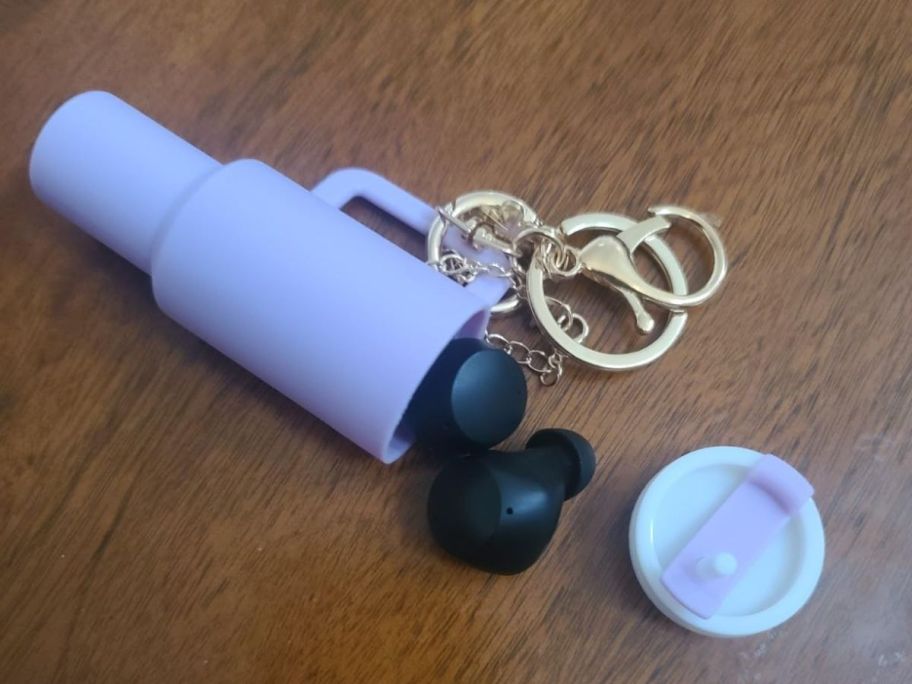 Mini Tumbler Keychain with Earbuds