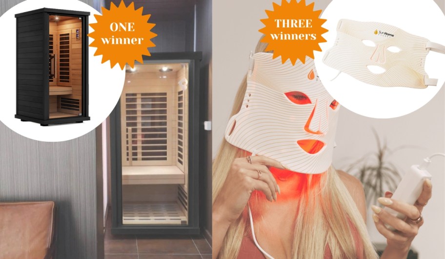 Sun Home sauna and light masks for giveaway prize