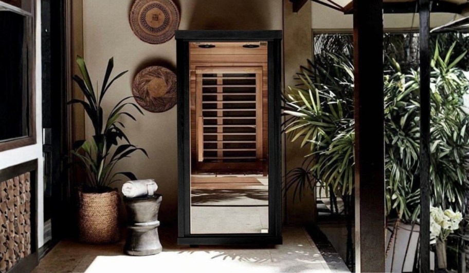 one-person sauna from Sun Home outside