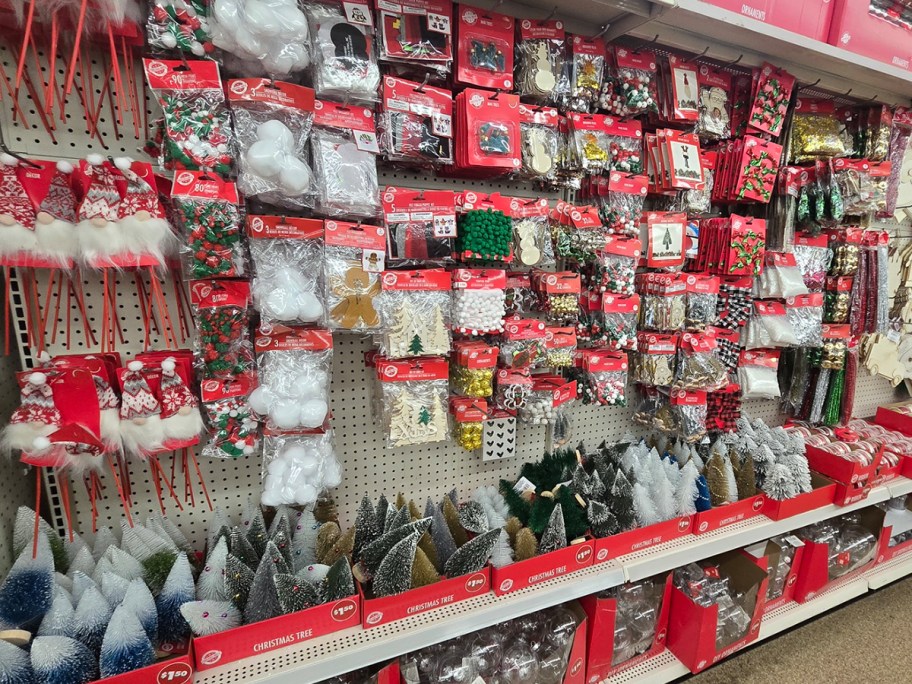 christmas craft supplies on display in store 