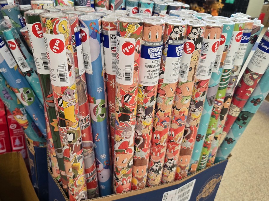 box of christmas wrapping paper 
