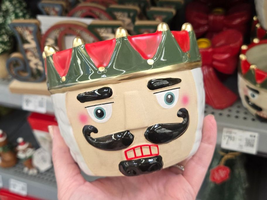 Nutcracker Ceramic Pot in hand in store