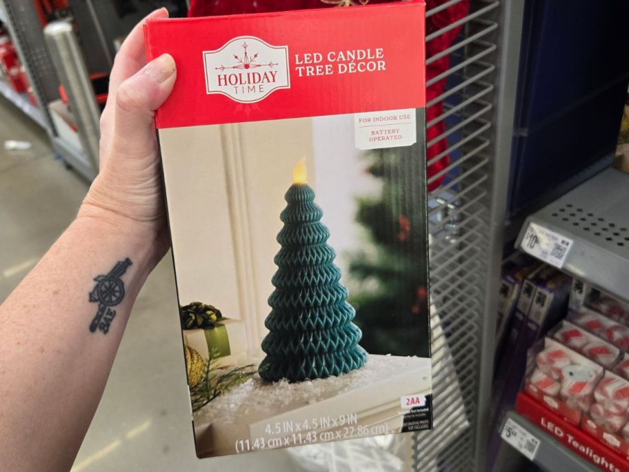 Holiday Time LED Candle Tree Decor box in hand in store