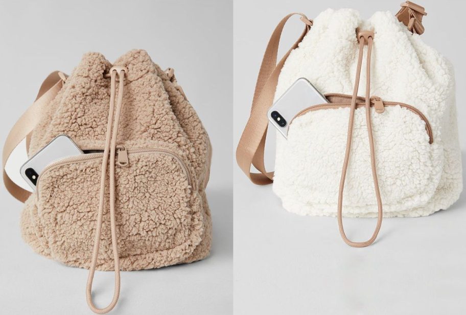 Stock images of two 32 degrees sherpa bucket bags