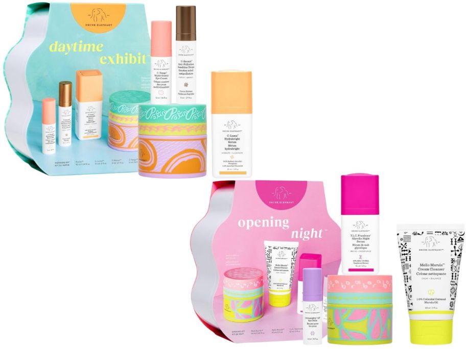 Several tubes, canisters, and bottles of skincare items in light colors