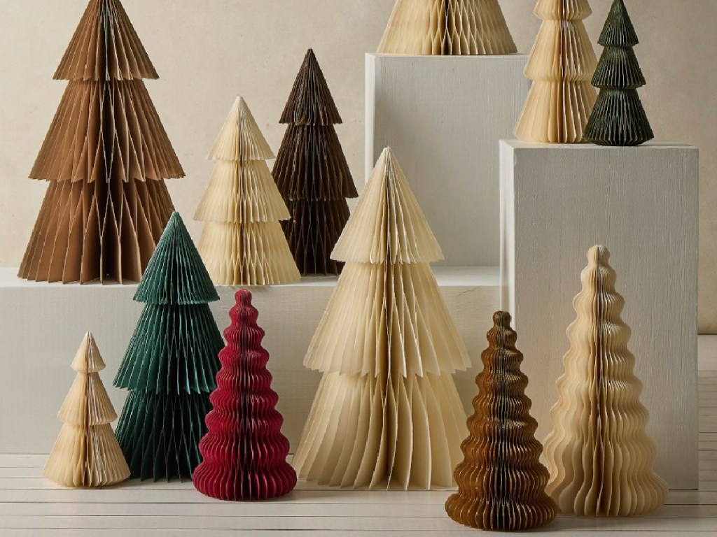 Table top trees from West Elm on display