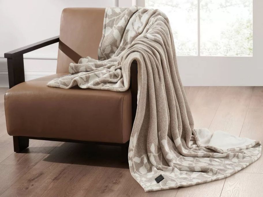 brookstone heated throw on chair
