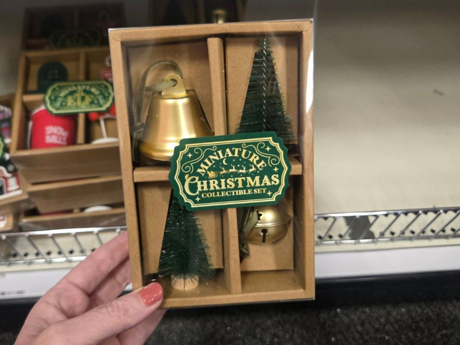 Miniature Christmas Collectible Set in hand in store